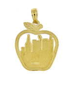 Φόρτωση εικόνας στο εργαλείο προβολής Συλλογής, 14K Yellow Gold New York City Skyline NY Statue of Liberty Big Apple Pendant Charm
