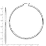 이미지를 갤러리 뷰어에 로드 , 14K White Gold 74mm x 3mm Extra Large Diamond Cut Round Classic Hoop Earrings
