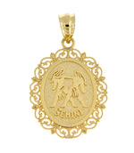 Φόρτωση εικόνας στο εργαλείο προβολής Συλλογής, 14k Yellow Gold Gemini Zodiac Horoscope Oval Pendant Charm - [cklinternational]
