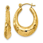 Cargar imagen en el visor de la galería, 14K Yellow Gold Shrimp Hammered Hoop Earrings
