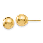 Indlæs billede til gallerivisning 14k Yellow Gold 8mm Polished Ball Post Push Back Stud Earrings
