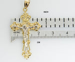 Lataa kuva Galleria-katseluun, 14k Gold Two Tone Crucifix Cross Fleur De Lis Pendant Charm - [cklinternational]
