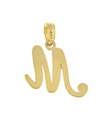 Afbeelding in Gallery-weergave laden, 14K Yellow Gold Script Initial Letter M Cursive Alphabet Pendant Charm
