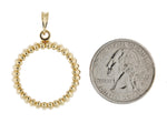 이미지를 갤러리 뷰어에 로드 , 14K Yellow Gold for 22mm Coins or 1/4 oz American Eagle US $5 Jamestown 1/4 oz Panda 2 Rand Coin Holder Prong Bezel Pendant
