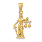 Ladda upp bild till gallerivisning, 14k Yellow Gold Lady Justice Moveable Scales 3D Pendant Charm

