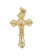 画像をギャラリービューアに読み込む, 14k Gold Two Tone Crucifix Cross Fleur De Lis Pendant Charm - [cklinternational]
