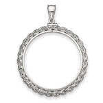 Carica l&#39;immagine nel visualizzatore di Gallery, Sterling Silver Rope Design Coin Holder Bezel Pendant Charm Screw Top Holds 38.2mm x 2.8mm Coins
