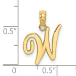 이미지를 갤러리 뷰어에 로드 , 14K Yellow Gold Script Initial Letter W Cursive Alphabet Pendant Charm
