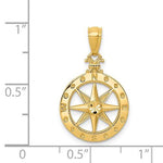 Indlæs billede til gallerivisning 14k Yellow Gold Diamond Cut Nautical Compass Medallion Pendant Charm
