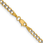 將圖片載入圖庫檢視器 14K Yellow Gold with Rhodium 3.4mm Pavé Curb Bracelet Anklet Choker Necklace Pendant Chain Lobster Clasp
