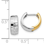 Charger l&#39;image dans la galerie, 14k Yellow White Gold Two Tone Classic Huggie Hinged Hoop Earrings
