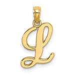 Carica l&#39;immagine nel visualizzatore di Gallery, 14K Yellow Gold Script Initial Letter L Cursive Alphabet Pendant Charm
