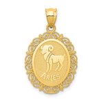 Charger l&#39;image dans la galerie, 14k Yellow Gold Aries Zodiac Horoscope Oval Pendant Charm - [cklinternational]
