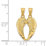 Carica l&#39;immagine nel visualizzatore di Gallery, 14k Yellow Gold Small Angel Wings Break Apart Pendant Charm
