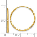 Lataa kuva Galleria-katseluun, 14K Yellow Gold 22mm x 1.25mm Round Endless Hoop Earrings
