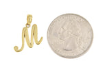 Lataa kuva Galleria-katseluun, 14K Yellow Gold Script Initial Letter M Cursive Alphabet Pendant Charm
