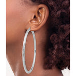 Kép betöltése a galériamegjelenítőbe: 14K White Gold Diamond Cut Classic Round Hoop Earrings Extra Large Diameter 80mm x 4mm
