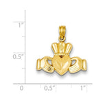 Afbeelding in Gallery-weergave laden, 14k Yellow Gold Claddagh Crown Pendant Charm
