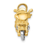 Cargar imagen en el visor de la galería, 14k Gold Two Tone Motorcycle 3D Moveable Pendant Charm
