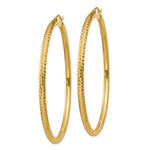 Загрузить изображение в средство просмотра галереи, 14K Yellow Gold Large Diamond Cut Classic Round Hoop Earrings 60mm x 3mm
