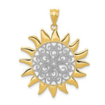 Afbeelding in Gallery-weergave laden, 14k Gold and Rhodium Sun Filigree Pendant Charm

