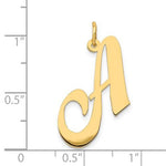 이미지를 갤러리 뷰어에 로드 , 14K Yellow Gold Initial Letter A Cursive Script Alphabet Pendant Charm
