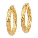 Lataa kuva Galleria-katseluun, 14K Yellow Gold 35mm x 4.5mm Textured Round Hoop Earrings
