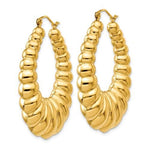 Charger l&#39;image dans la galerie, 14K Yellow Gold Shrimp Scalloped Hoop Earrings Large
