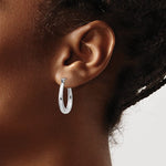 Load image into Gallery viewer, 14K White Gold Fancy Classic Shrimp Hoop Earrings
