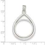 Lade das Bild in den Galerie-Viewer, 14K White Gold 1/4 oz One Fourth Ounce American Eagle Teardrop Coin Holder Diamond Cut Prong Bezel Pendant Charm Holds 22mm x 1.8mm Coin
