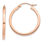 Indlæs billede til gallerivisning 14K Rose Gold Square Tube Round Hoop Earrings 25mmx2mm
