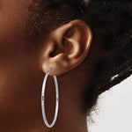 Φόρτωση εικόνας στο εργαλείο προβολής Συλλογής, Sterling Silver Diamond Cut Classic Round Hoop Earrings 45mm x 2mm

