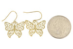 Załaduj obraz do przeglądarki galerii, 14k Yellow Gold Butterfly Shepherd Hook Dangle Earrings
