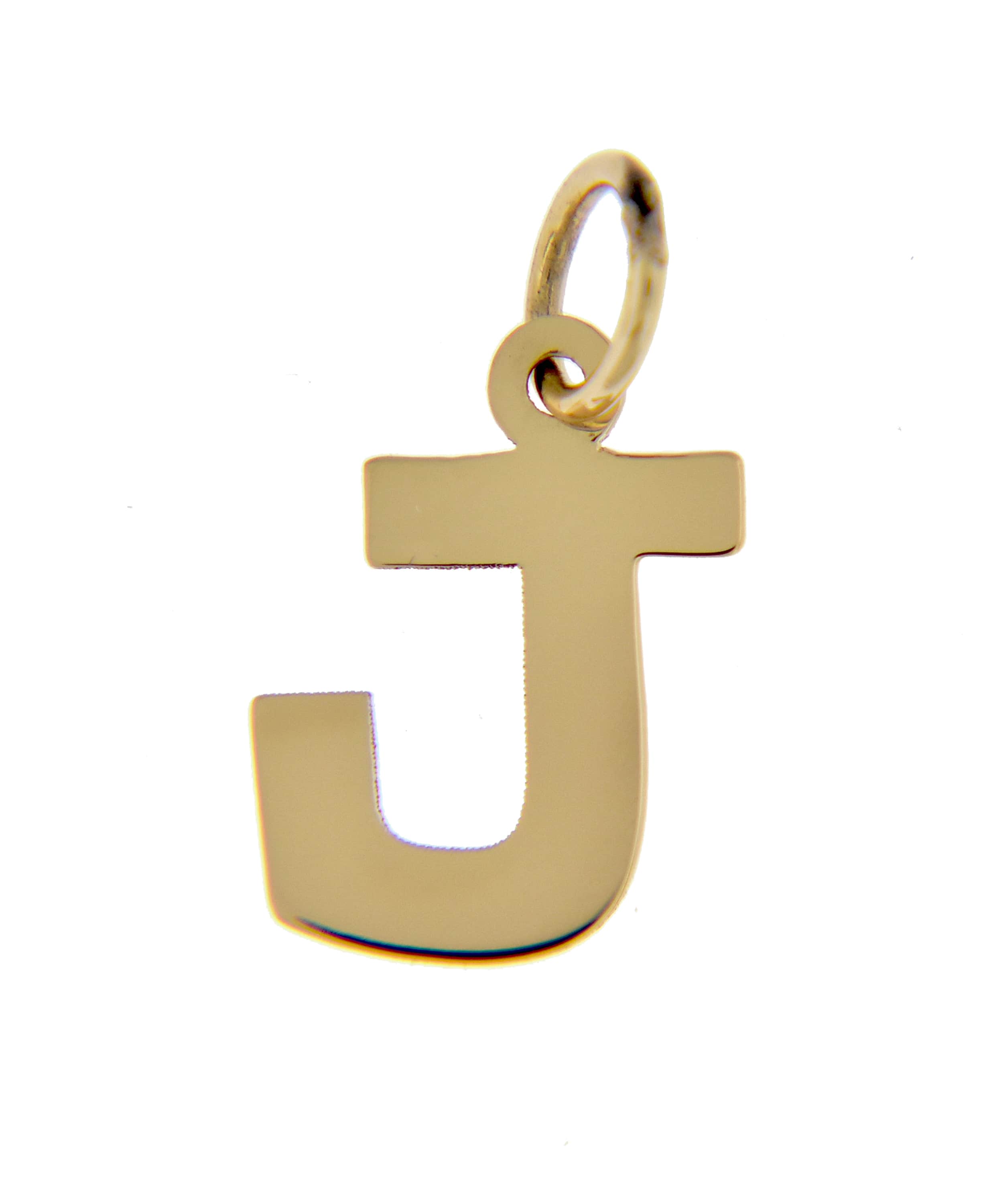 14K Yellow Gold Uppercase Initial Letter J Block Alphabet Pendant Charm
