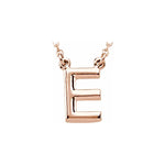 Afbeelding in Gallery-weergave laden, 14k Yellow Rose White Gold Block E Uppercase Letter Initial Alphabet Necklace
