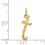 Lataa kuva Galleria-katseluun, 10K Yellow Gold Lowercase Initial Letter T Script Cursive Alphabet Pendant Charm
