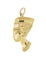Cargar imagen en el visor de la galería, 14k Yellow Gold Egyptian Nefertiti Open Back Pendant Charm
