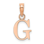 Cargar imagen en el visor de la galería, 14K Rose Gold Uppercase Initial Letter G Block Alphabet Pendant Charm
