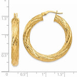 Kép betöltése a galériamegjelenítőbe: 14K Yellow Gold 35mm x 4.5mm Textured Round Hoop Earrings
