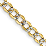 Cargar imagen en el visor de la galería, 14K Yellow Gold with Rhodium 4.3mm Pavé Curb Bracelet Anklet Choker Necklace Pendant Chain with Lobster Clasp
