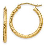 Lade das Bild in den Galerie-Viewer, 14K Yellow Gold Diamond Cut Round Hoop Textured Earrings 20mm x 2mm
