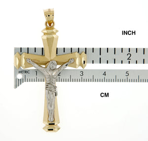 14k Gold Two Tone Large Cross Crucifix Pendant Charm