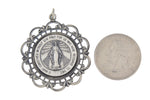 Afbeelding in Gallery-weergave laden, Sterling Silver Blessed Virgin Mary Miraculous Medal Ornate Pendant Charm
