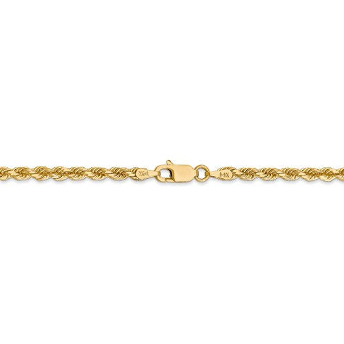 14k Yellow Gold 3.2mm Diamond Cut Rope Bracelet Anklet Necklace Pendant Chain Lobster Clasp 7 8 9 16 18 20 22 24 26 28 30 36 inches