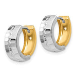 Charger l&#39;image dans la galerie, 14k Yellow White Gold Two Tone Classic Huggie Hinged Hoop Earrings
