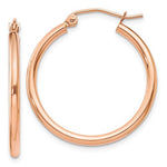 Lataa kuva Galleria-katseluun, 14K Rose Gold 25mm x 2mm Classic Round Hoop Earrings
