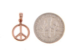 Ladda upp bild till gallerivisning, 14k Rose Gold Peace Sign Symbol Small 3D Pendant Charm
