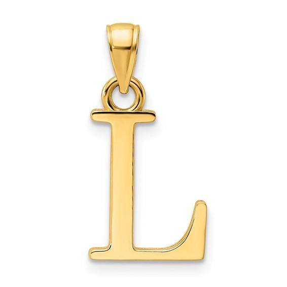 14K Yellow Gold Uppercase Initial Letter L Block Alphabet Large Pendant Charm