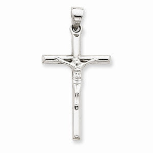 14k White Gold INRI Crucifix Cross Hollow Pendant Charm