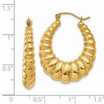 Charger l&#39;image dans la galerie, 14K Yellow Gold Shrimp Scalloped Twisted Hoop Earrings
